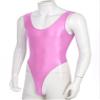 Hularka Men's Glossy Stretchy Bodysuit Swimwear Skinny Backless Sleeveless Vest Leotard Underwear Pink X-Large view 4