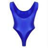 Hularka Men's Glossy Stretchy Bodysuit Swimwear Skinny Backless Sleeveless Vest Leotard Underwear Blue X-Large view 2