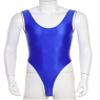 Hularka Men's Glossy Stretchy Bodysuit Swimwear Skinny Backless Sleeveless Vest Leotard Underwear Blue X-Large view 3