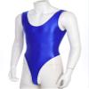 Hularka Men's Glossy Stretchy Bodysuit Swimwear Skinny Backless Sleeveless Vest Leotard Underwear Blue X-Large view 4