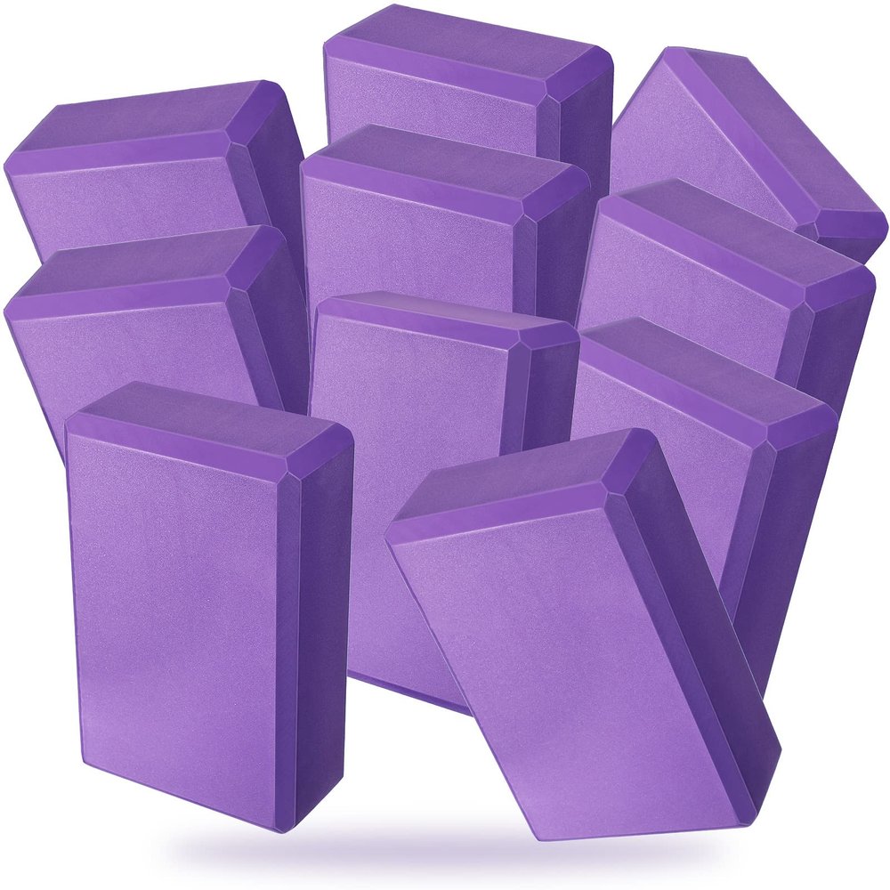 10 Pcs Yoga Blocks Eva Foam Blocks Supportive Yoga Brick Soft Non Slip Gymnastic Blocks Lightweight Dance Blocks for Stretching Accessories for Women, Pilates, Meditation (Purple)
