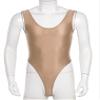 Hularka Men's Glossy Stretchy Bodysuit Swimwear Skinny Backless Sleeveless Vest Leotard Underwear Coffee X-Large view 3