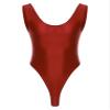 Hularka Men's Glossy Stretchy Bodysuit Swimwear Skinny Backless Sleeveless Vest Leotard Underwear Burgundy X-Large view 1