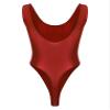Hularka Men's Glossy Stretchy Bodysuit Swimwear Skinny Backless Sleeveless Vest Leotard Underwear Burgundy X-Large view 2