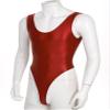 Hularka Men's Glossy Stretchy Bodysuit Swimwear Skinny Backless Sleeveless Vest Leotard Underwear Burgundy X-Large view 4