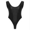 Hularka Men's Glossy Stretchy Bodysuit Swimwear Skinny Backless Sleeveless Vest Leotard Underwear Black X-Large