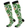 Wusikd Patrick Shamrock Hat Compression Socks for Women and Men Circulation Clover Long Socks for Athletic Running 1 view 1