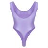 Hularka Men's Glossy Stretchy Bodysuit Swimwear Skinny Backless Sleeveless Vest Leotard Underwear Light Purple X-Large view 2