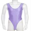 Hularka Men's Glossy Stretchy Bodysuit Swimwear Skinny Backless Sleeveless Vest Leotard Underwear Light Purple X-Large view 3
