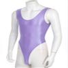 Hularka Men's Glossy Stretchy Bodysuit Swimwear Skinny Backless Sleeveless Vest Leotard Underwear Light Purple X-Large view 4