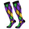 Wusikd Mardi Gras Shiny Compression Socks for Women and Men Circulation Green Purple Plaid Long Socks for Athletic Running 1 view 1