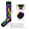 Wusikd Mardi Gras Shiny Compression Socks for Women and Men Circulation Green Purple Plaid Long Socks for Athletic Running 1 view 4
