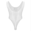 Hularka Men's Glossy Stretchy Bodysuit Swimwear Skinny Backless Sleeveless Vest Leotard Underwear White X-Large view 1