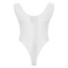 Hularka Men's Glossy Stretchy Bodysuit Swimwear Skinny Backless Sleeveless Vest Leotard Underwear White X-Large view 2