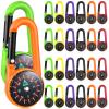 24 Pieces Carabiner Compass Keychain Bulk Carabiner Belt Clips Map Project Prizes Toys for Hiking, Camping Theme Party Favors view 1