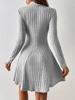 AOSAN Women's Dresses -Dresses Mock Neck Ribbed Knit Dress Women's Dresses Casual (Color : Light Grey, Size : Small) view 2