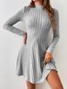 AOSAN Women's Dresses -Dresses Mock Neck Ribbed Knit Dress Women's Dresses Casual (Color : Light Grey, Size : Small) view 4