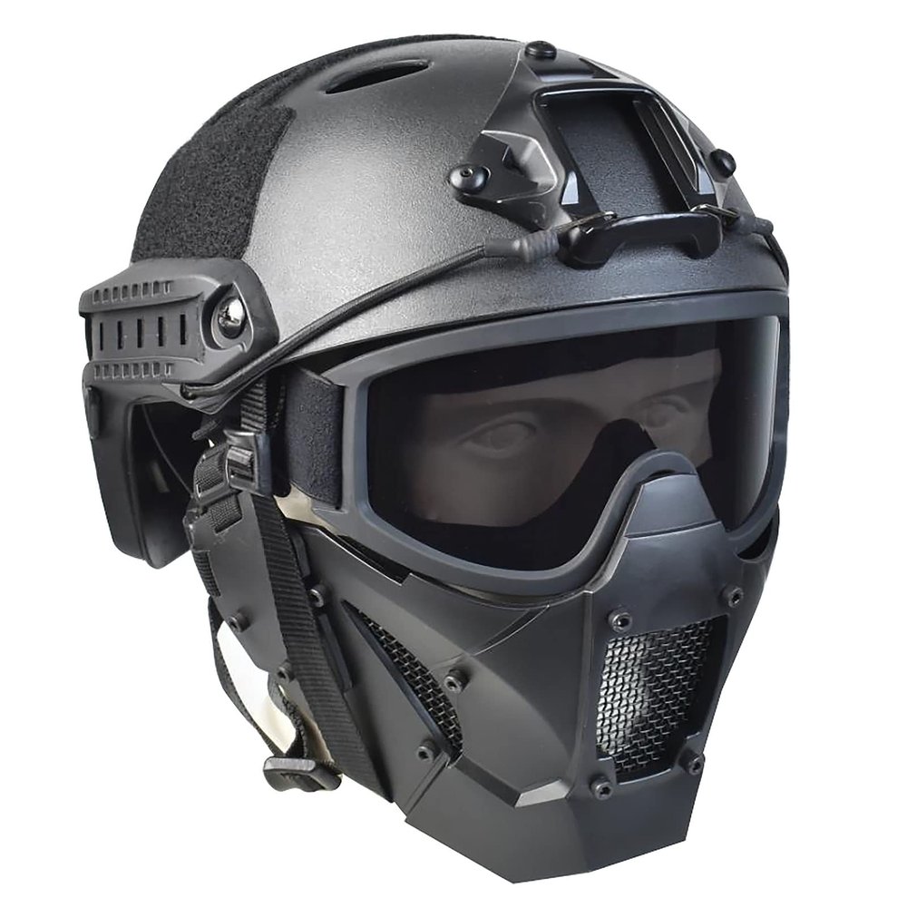 Airsoft Mask Heavy Duty Tactical Protective Mask with Anti-Fog Goggles Eye Protection and Tactical Fast Helmet Impact Resistant for Hunting Paintball CS Game BB Gun Shooting (Black)