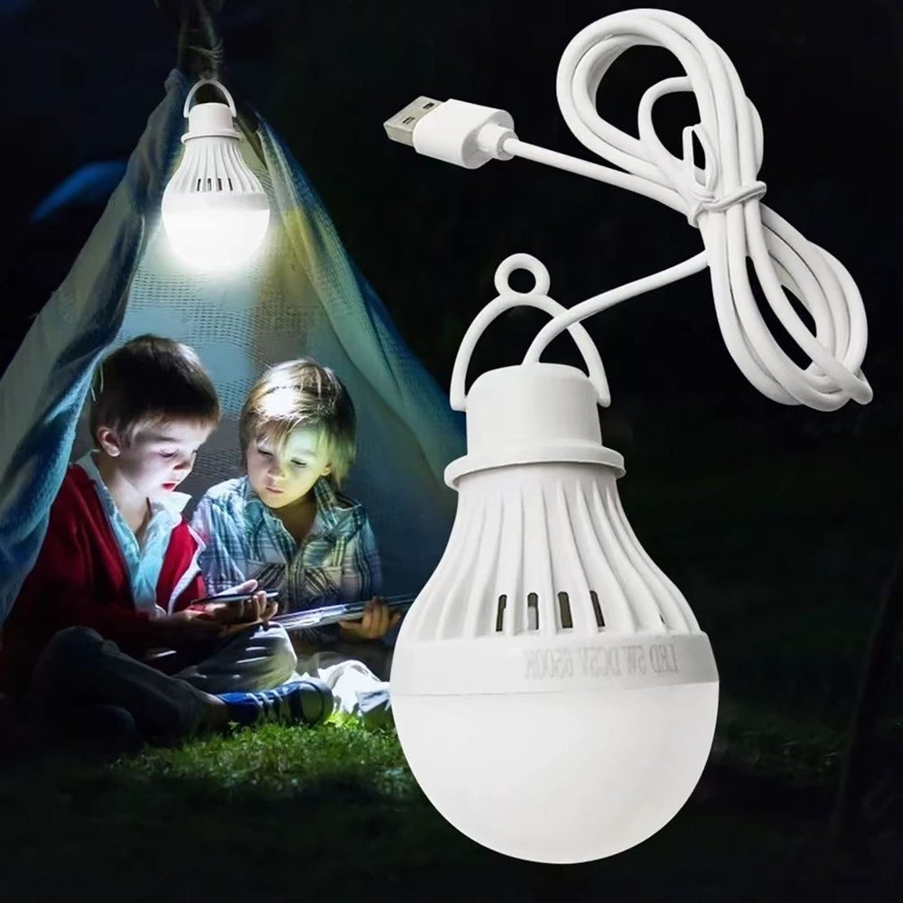Bluelans USB Light Bulb, Camping Gear or Accessories, LED Camping Lights, for Garage Warehouse Car Truck Fishing Boat Outdoor Tent Light, Emergency Light Lantern, Warm White Camping Lantern White 5W