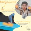 Goplus 3-in-1 6FT Kids Trampoline with Swing and Horizontal Bar, Mini Toddler Trampoline w/Enclosure Safety Net, Seamless Spring Cover, Outdoor Indoor ASTM Approved Rectangle Trampoline (Blue+Yellow) view 4