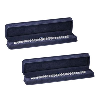 Navy Blue Velvet BraceletBox, 2 Pack, Rich Luxury Suede, Elegant Diamond BraceletCase, With Black Velour Interior, Jewelry Display Gift Box, For Unique Proposal, Engagement Or Wedding