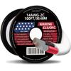 14 Gauge Duplex Marine Wire Tinned Copper Boat Cable, 100ft 14 AWG Standard USA OFC Oxygen Free Copper Wire for Outdoors/Automotive/Boat/Speakers/Solar/RV/Camper/Trailer view 1