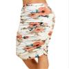 MBJ WB1147 Womens Elegant High Waist Pencil Skirt with Side Shirring XXXL White_Floral view 1