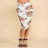 MBJ WB1147 Womens Elegant High Waist Pencil Skirt with Side Shirring XXXL White_Floral view 4