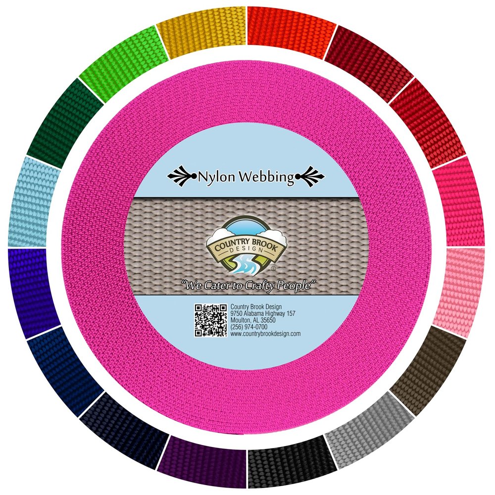 Country Brook Design - 1 1/2 Inch Heavy Duty 100% Real Nylon Webbing - 20+ Vibrant Colors (Fuchsia, 50 Yards)