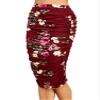 MBJ WB1147 Womens Elegant High Waist Pencil Skirt with Side Shirring L Wine_Floral view 1