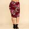 MBJ WB1147 Womens Elegant High Waist Pencil Skirt with Side Shirring L Wine_Floral view 3