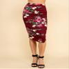 MBJ WB1147 Womens Elegant High Waist Pencil Skirt with Side Shirring L Wine_Floral view 4