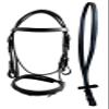Equitem Leather English Bridle with Flat Browband and Padded Crown and Nose (Black, Full) view 1