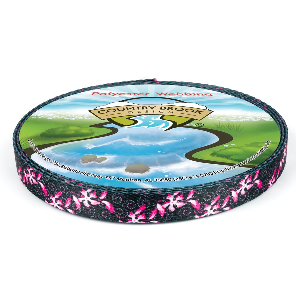 Country Brook Design - Pink Honeysuckle Breeze Polyester Webbing (5/8 Inch, 10 Yards)