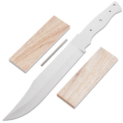 EZSMITH Knife Making Kit - Camp Master - DIY Fixed Blade - (Blade Blank & Pinstock w/Canarywood Handle Scales) - (Gift Boxed) - (USA Design) - (by KnifeKits)