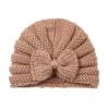 Toddler Infant Baby Boys Girls Knitted Cap Beaniess Solid Cotton Bowknot Elastics Turban Hat Kids (Coffee, One Size) view 1