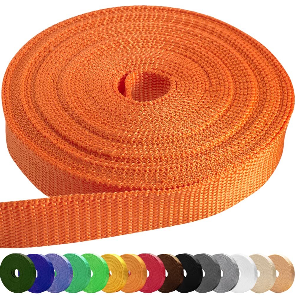 TECEUM 2 Inch Webbing Orange 25 Yards 2 Heavy-Duty Wide Webbing for Outdoors Indoors Crafting DIY nw