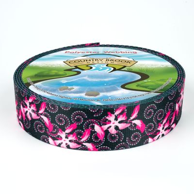 Country Brook Design - Pink Honeysuckle Breeze Polyester Webbing (1 Inch, 20 Yards)