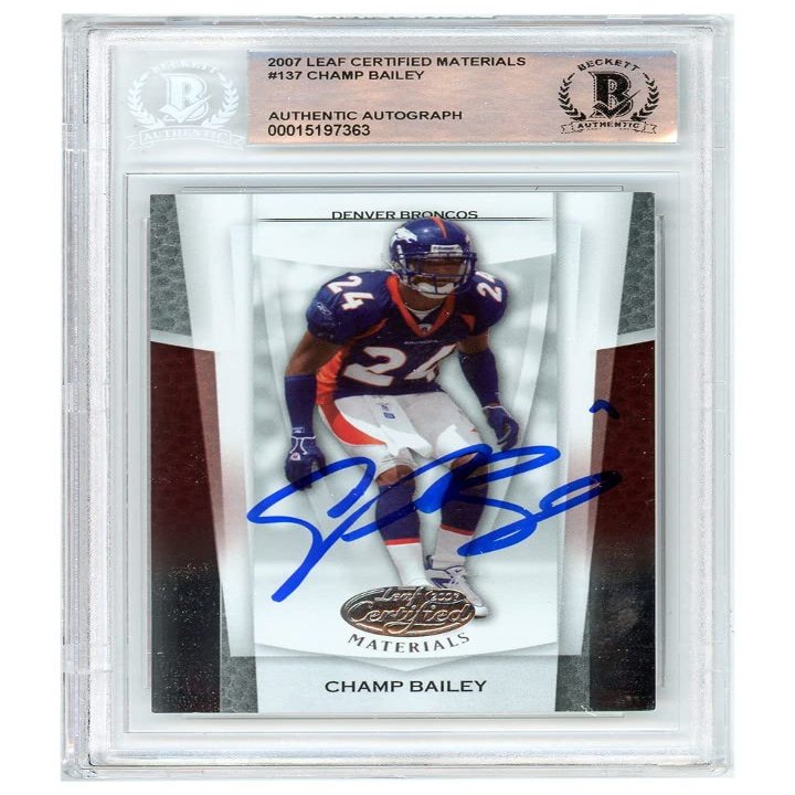 Champ Bailey 2007 Leaf Certified Materials Autograph Card #137 BAS