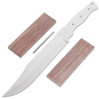EZSMITH Knife Making Kit - Camp Master - DIY Fixed Blade - (Blade Blank & Pinstock w/Yellowheart Handle Scales) - (Gift Boxed) - (USA Design) - (by KnifeKits)