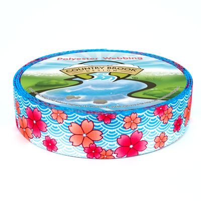 Country Brook Design - Pink April Blossoms Polyester Webbing (1 1/2 Inch, 50 Yards)