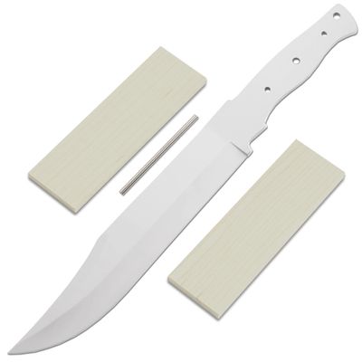 EZSMITH Knife Making Kit - Camp Master - DIY Fixed Blade - (Blade Blank & Pinstock w/Curly Maple Handle Scales) - (Gift Boxed) - (USA Design) - (by KnifeKits)