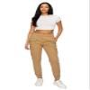 Double Denim January 5th High Waisted Cargo Joggers Pants for Women  Baggy Fleece-Lined Casual Sweatpants with Pockets Streetwear SCP-2049 Khaki M view 3