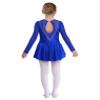 JEATHA Kids Girls Figure Ice Skating Dress Sparkle Rhinestones Mesh Long Sleeve Ballet Dance Leotard Dress Royal Blue A 12 view 2