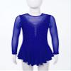 JEATHA Kids Girls Figure Ice Skating Dress Sparkle Rhinestones Mesh Long Sleeve Ballet Dance Leotard Dress Royal Blue A 12 view 3