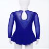 JEATHA Kids Girls Figure Ice Skating Dress Sparkle Rhinestones Mesh Long Sleeve Ballet Dance Leotard Dress Royal Blue A 12 view 4