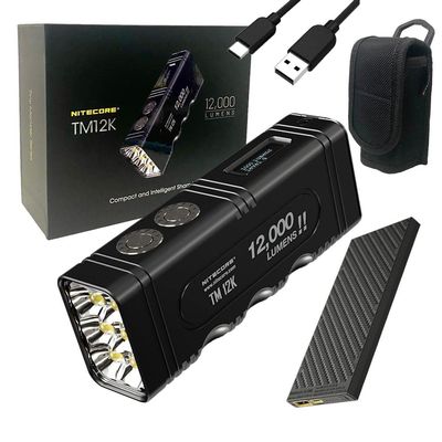 Nitecore TM12K Tiny Monster Type-C Rechargeable Flashlight - 12,000 Lumen Burst Output W/ NB10000 10,000mAh PowerCharger