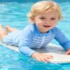 6-12 Months Baby Boys and Girls Swimsuit Blue Striped Long Sleeve Sunsuit One Piece Rash Guard Swimwear Swim Suit view 3