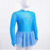 JEATHA Kids Girls Figure Ice Skating Dress Dance Costume Long Sleeve Mesh Splice Rhinestones Gymnastics Dancewear Blue C 6 Years view 3