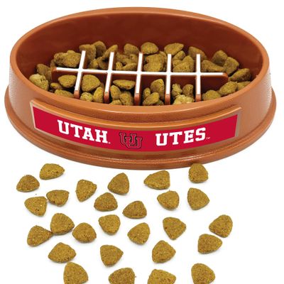 NCAA Super-Bowl - Utah Utes Slow Feeder Dog Bowl. Football Design Slow Feeding Cat Bowl for Healthy Digestion. Non-Slip Pet Bowl for Large & Small Dogs & Cats